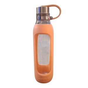 Contigo 20oz Glass Water Bottle Silicone Sleeve Attached Screw-On Lid 10"t READ
